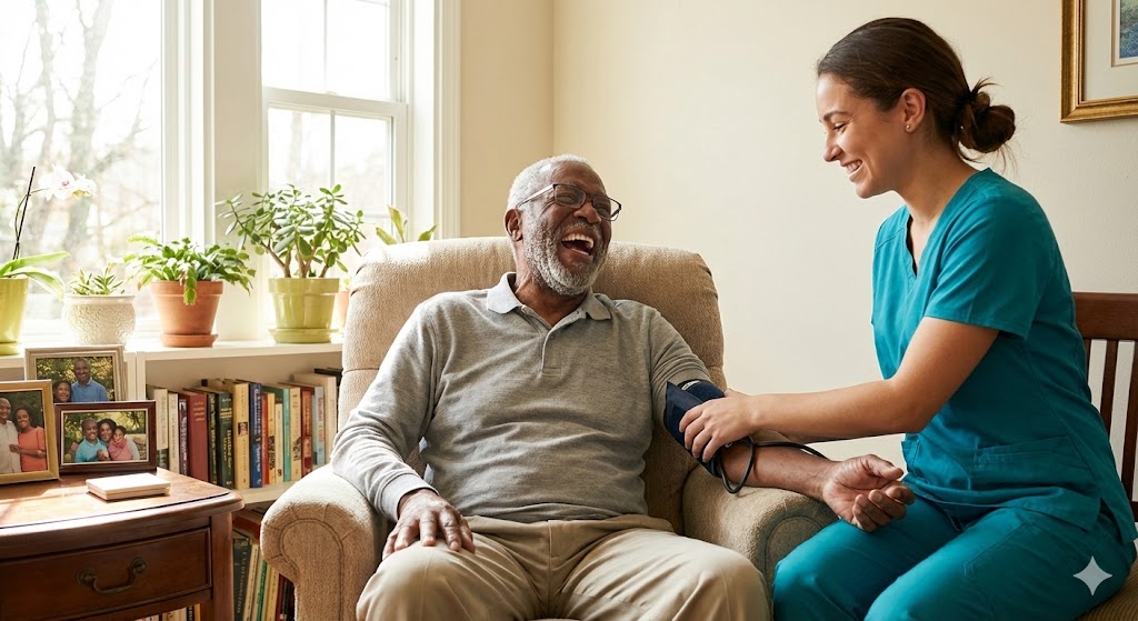 Healthcare professional providing attentive care