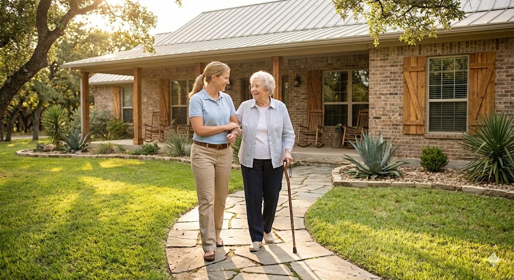 Warm interaction between caregiver and senior client