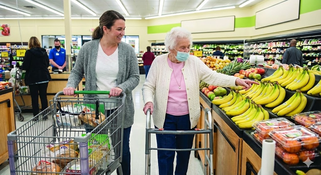Companion engaging with senior client over conversation